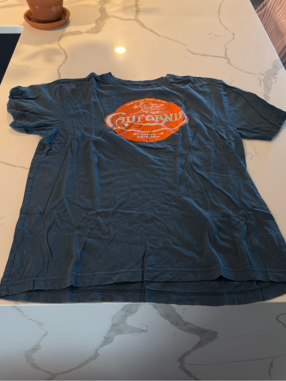 Old Navy Blue Short-Sleeve Tee with Orange California Graphic